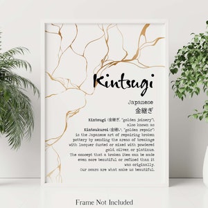 Kintsugi Philosophy Print - Japanese Art Decor - Wabi Sabi Wall Art - Zen Inspired Gift - Embracing Imperfection - Healing & Growth