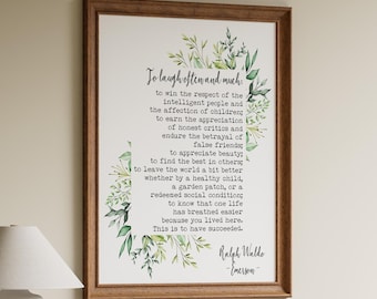 Ralph Waldo Emerson Erfolgszitat Druck „Oft und viel lachen…“