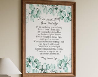 Do Not Stand At My Grave And Weep: Poem Print, Funeral Favors