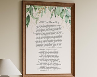 Litany of Humility Print: Catholic Prayer, Elegant Christian Decor
