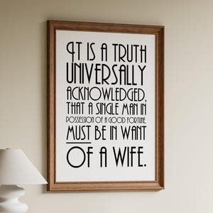 Pride and Prejudice Print: Jane Austen Quote, Literary Wall Art