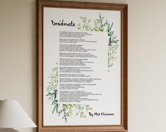 Desiderata Wall Art Print Poem By Max Ehrmann Framed & Unframed Options