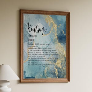 Kintsugi Meaning Print, Japanese wall art, Kintsukuroi Definition Poster