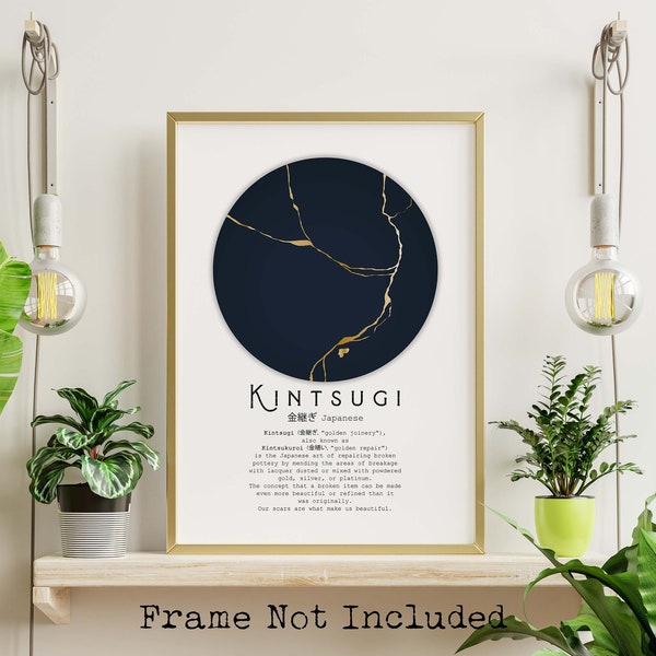 Kintsugi print Kintsukuroi Definition Poster Japanese Definition print - Meaning Wall Art - Framed & Unframed Options