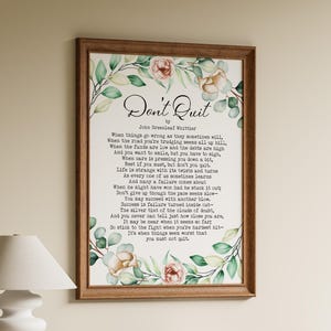 Don't Quit John Greenleaf Whittier Poem Encouragement Gift