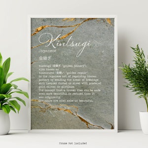 Kintsugi Meaning print Kintsukuroi Definition Poster Japanese Definition print Meaning Wall Art - UNFRAMED