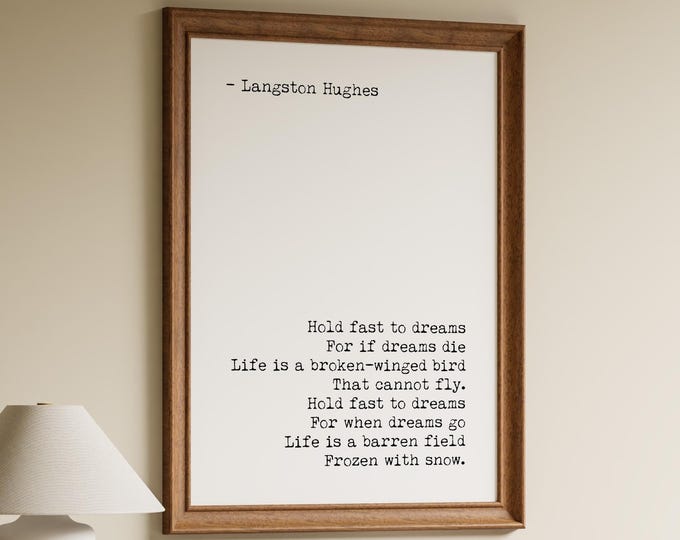 Langston Hughes Dreams Poem Print: “Hold fast to dreams..."