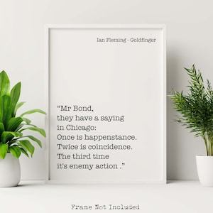 James Bond Ian Fleming book quote Goldfinger book quote print  - Print for wall decor home library decor Framed & Unframed Options