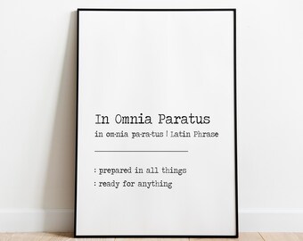 In Omnia Paratus Dictionary Print Definition Print Meaning Etsy