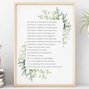 Saint Francis Prayer Print: Christian Home Decor, Catholic Gift