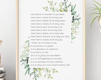 Saint Francis Prayer Print: Christian Home Decor, Catholic Gift