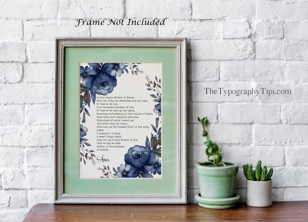Salve Regina Prayer Print ENGLISH and LATIN - Hail Holy Queen - Prayer ...