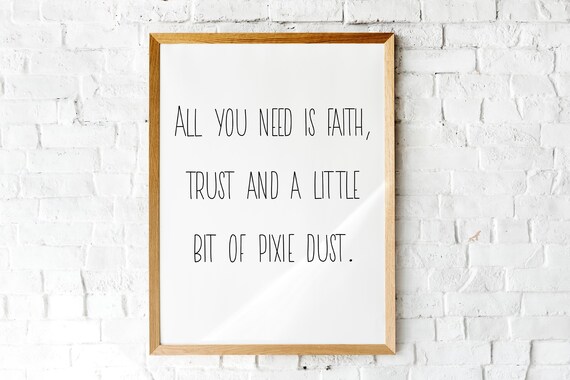 Peter Pan Quote All you need is faith Quote Pillow Faith Trust and Pixie | Etsy