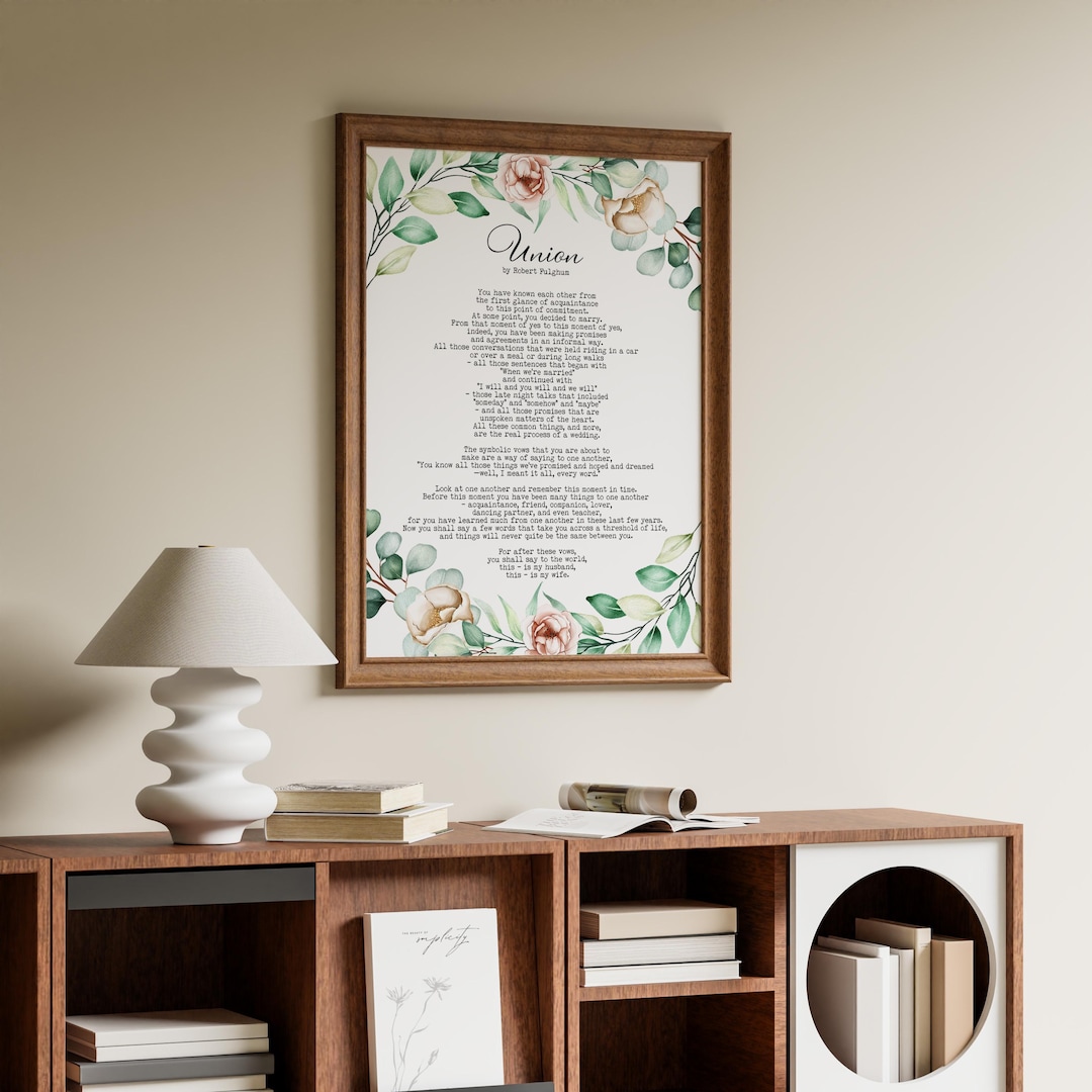 Union by Robert Fulghum Wedding Poem Print - Full Poem - Framed ...