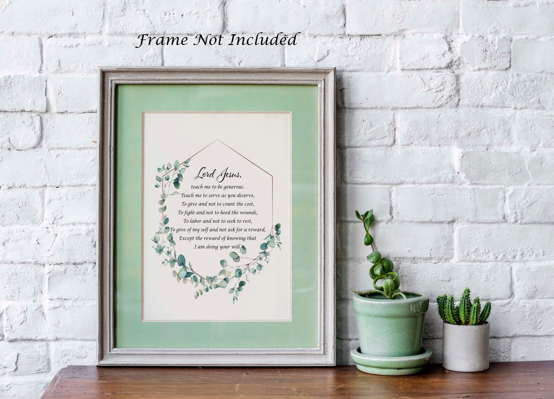 Prayer for Generosity St. Ignatius Prayer Print - Catholic Prayer ...
