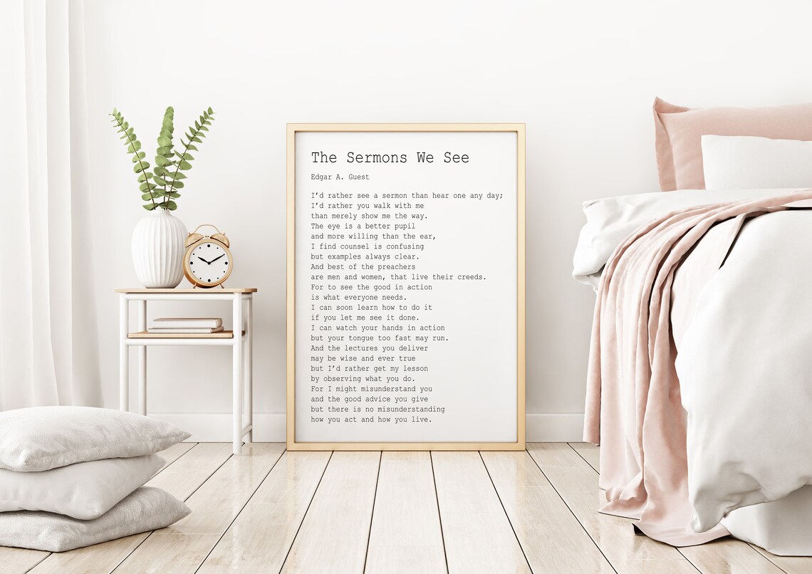 Edgar Guest Poem The Sermons We See poem Art Print Home office Etsy