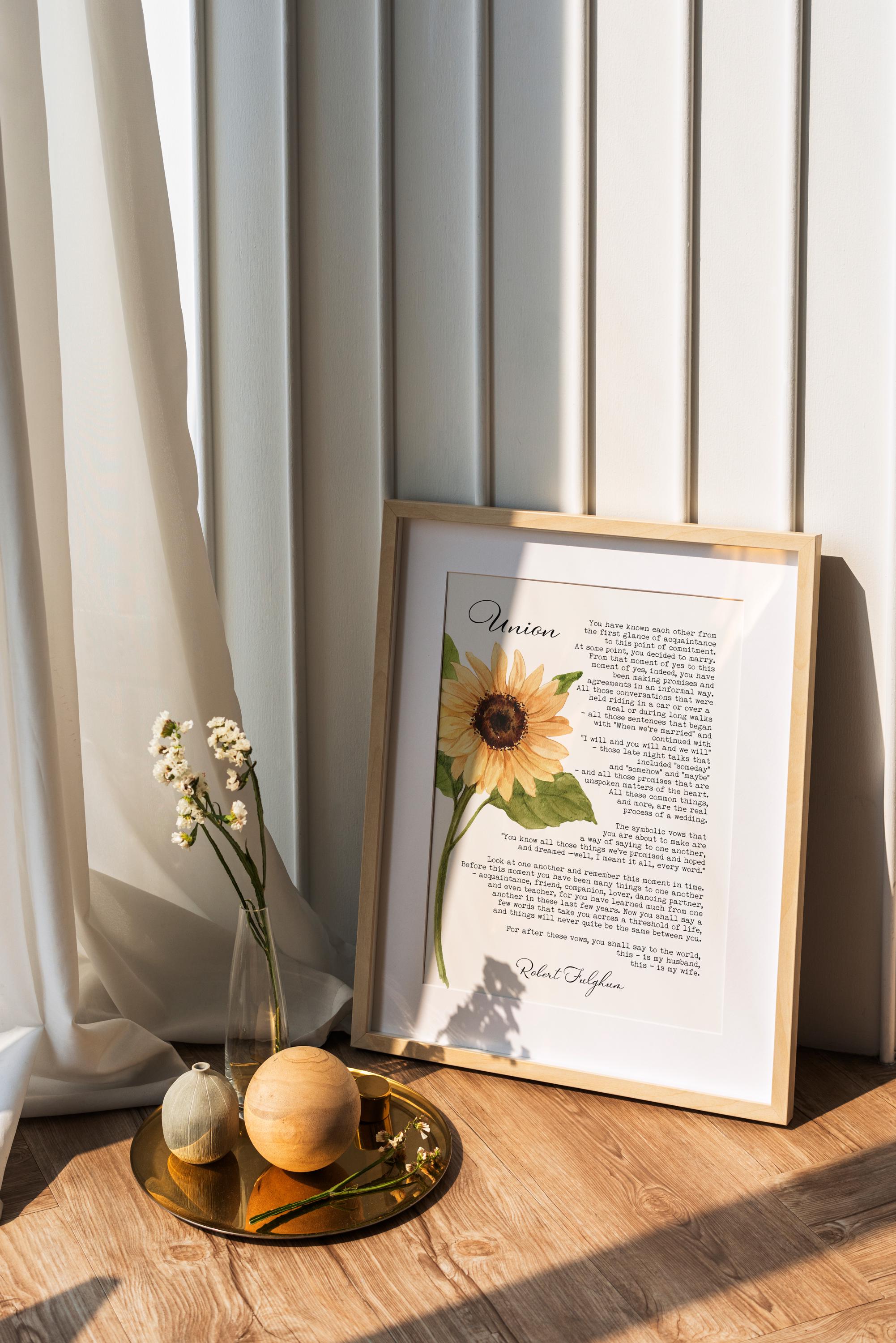 Union by Robert Fulghum Wedding Poem Art Print – Sunflower Anniversary ...