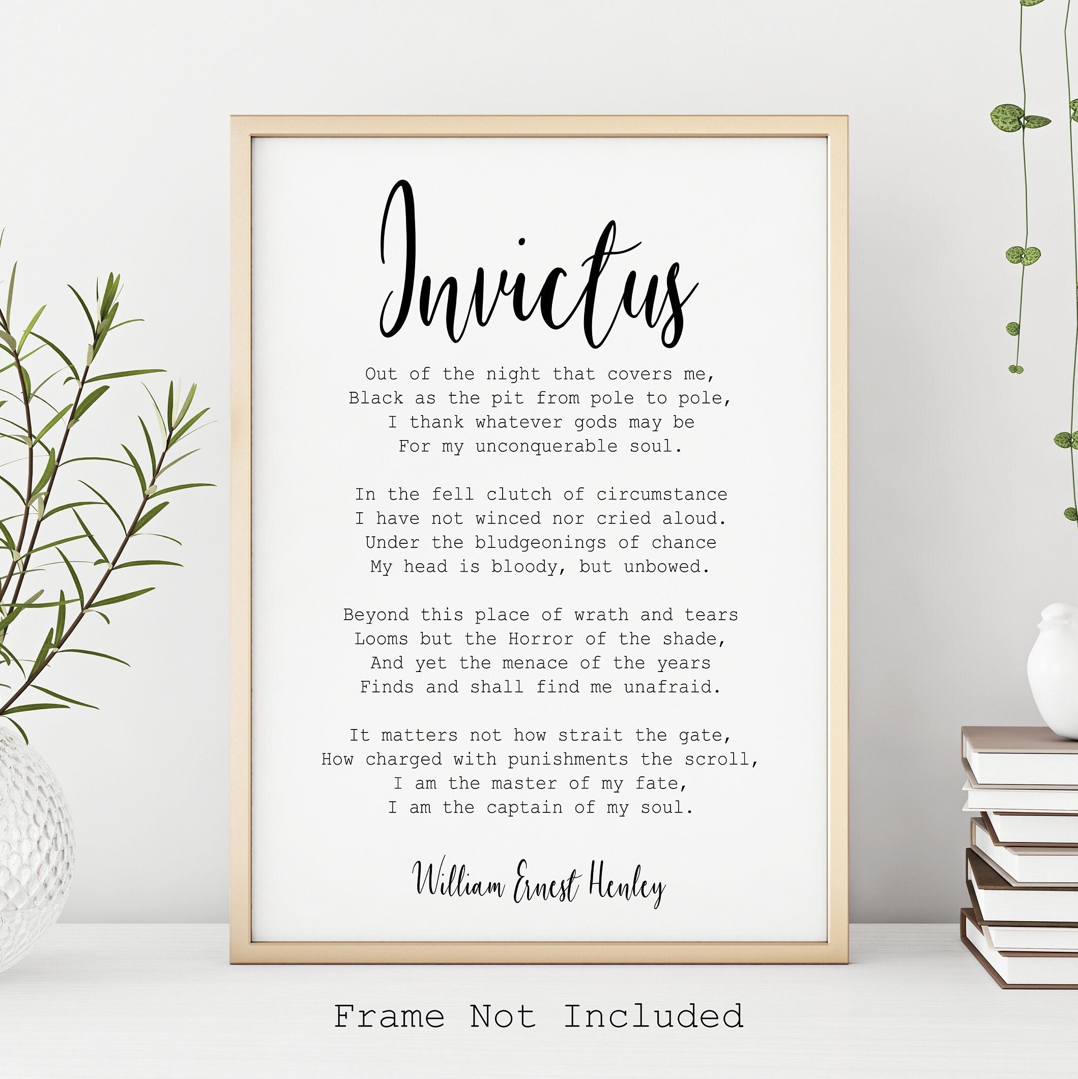 Buy William Ernest Henley Poem Invictus Poem Art Print Home Office