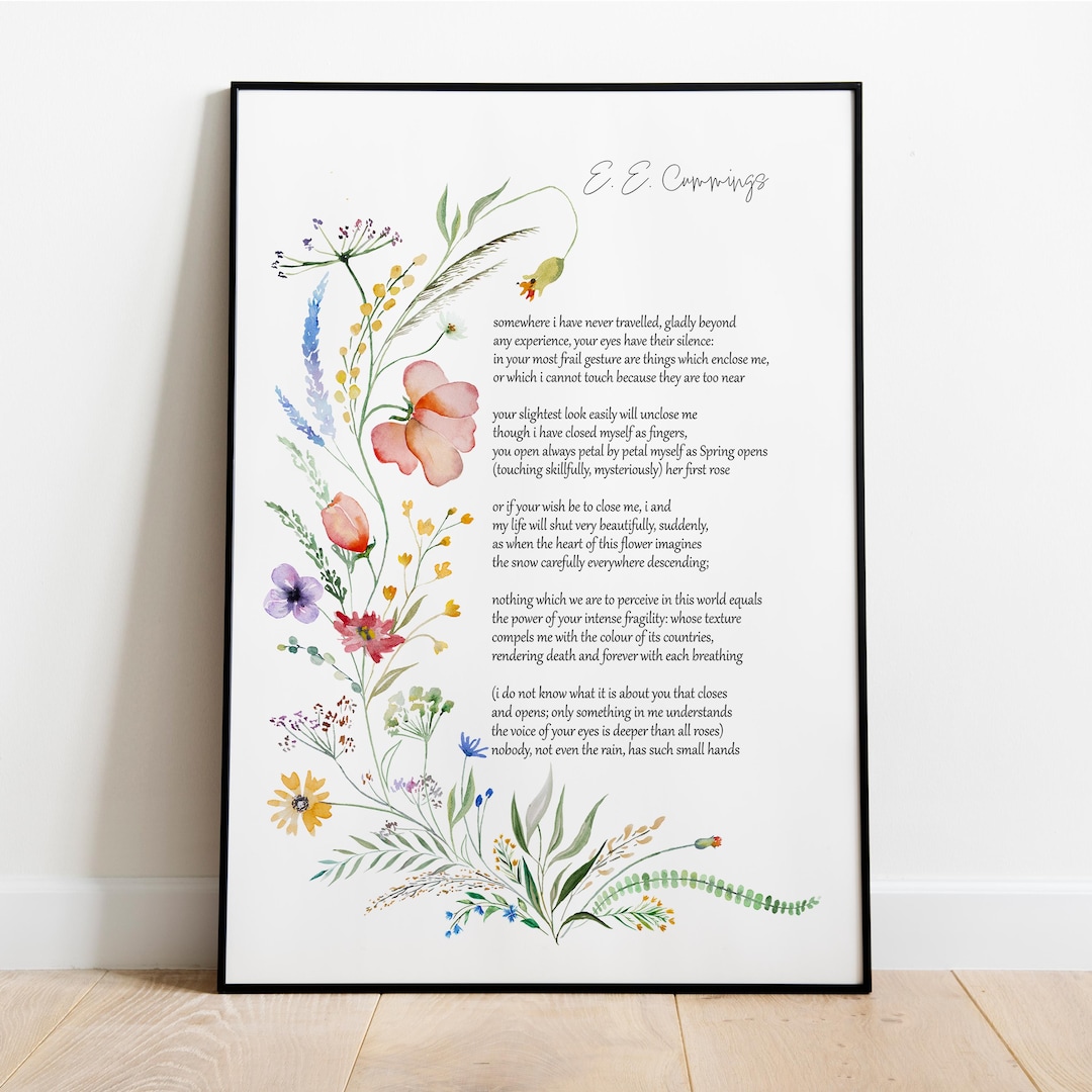E.E. Cummings Poem Print: Wildflower Watercolor Art (framed & Unframed ...