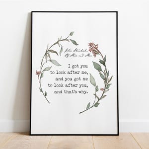 John Steinbeck Quote Print: Of Mice and Men, Watercolor Wreath