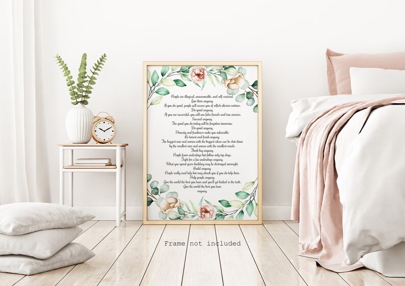 Do It Anyway UNFRAMED Wall Art Kent M. Keith Poem Etsy