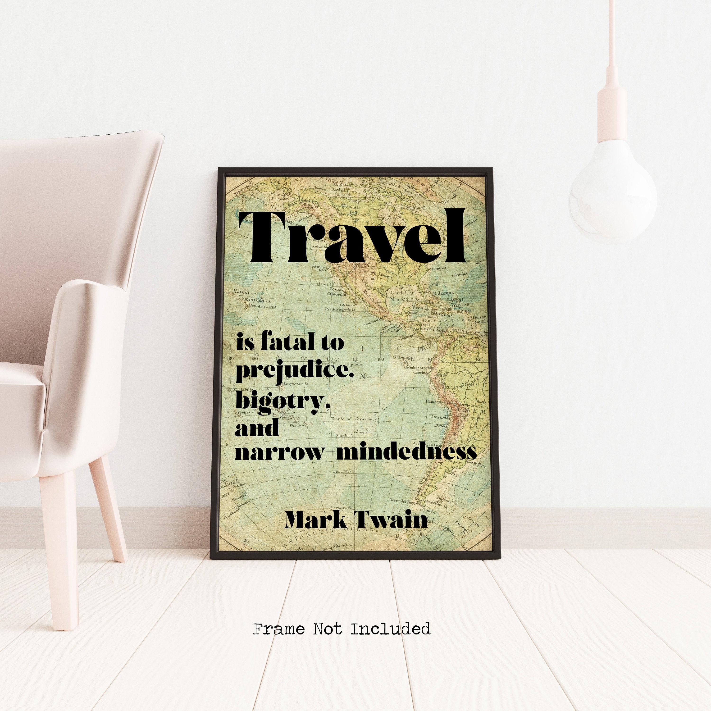 Travel Quote by Mark Twain Home Decor Wall Hanging Poster Or Print Unframed Free Shipping