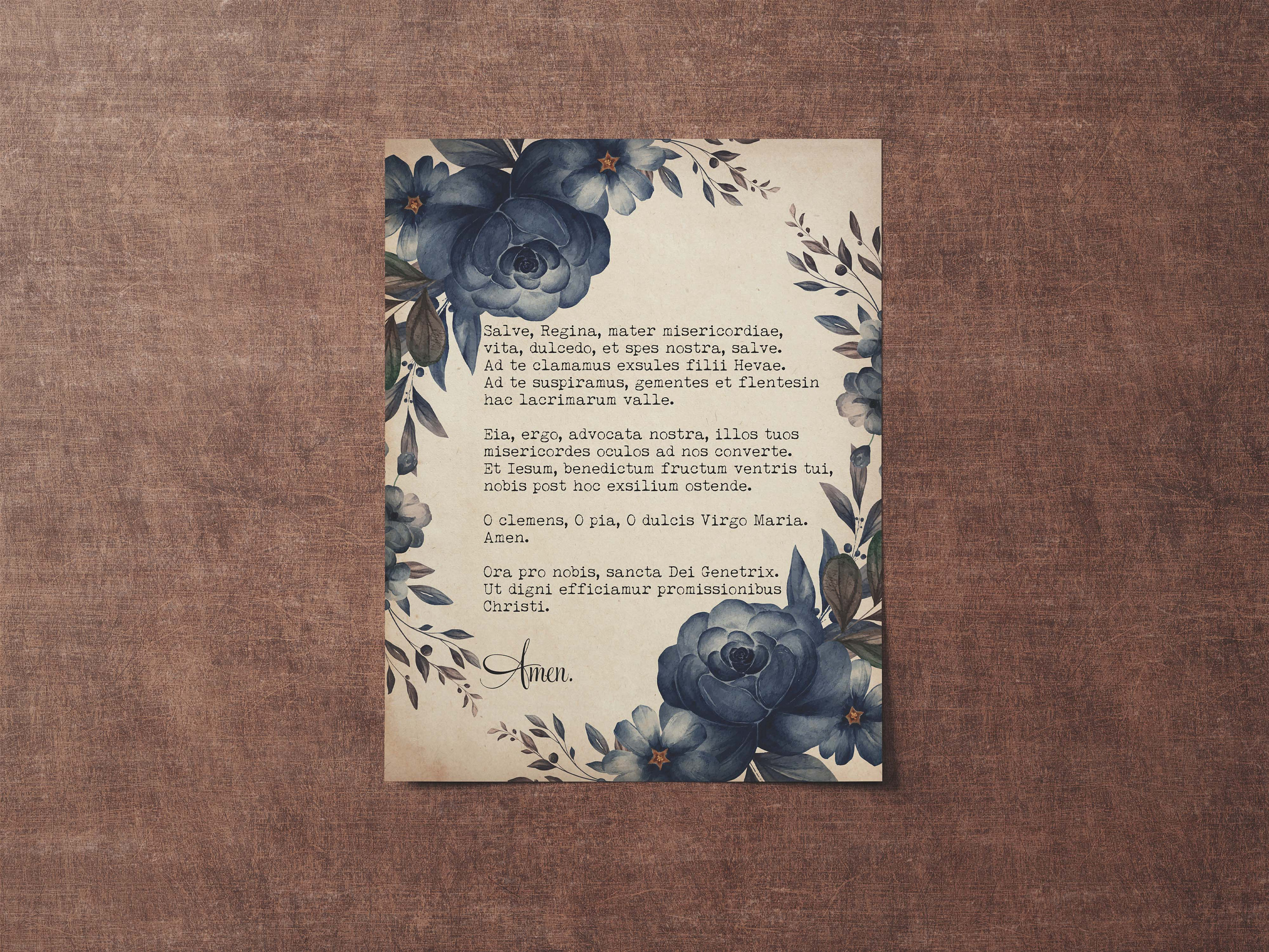 Salve Regina Prayer Print ENGLISH & LATIN Hail Holy Queen | Etsy