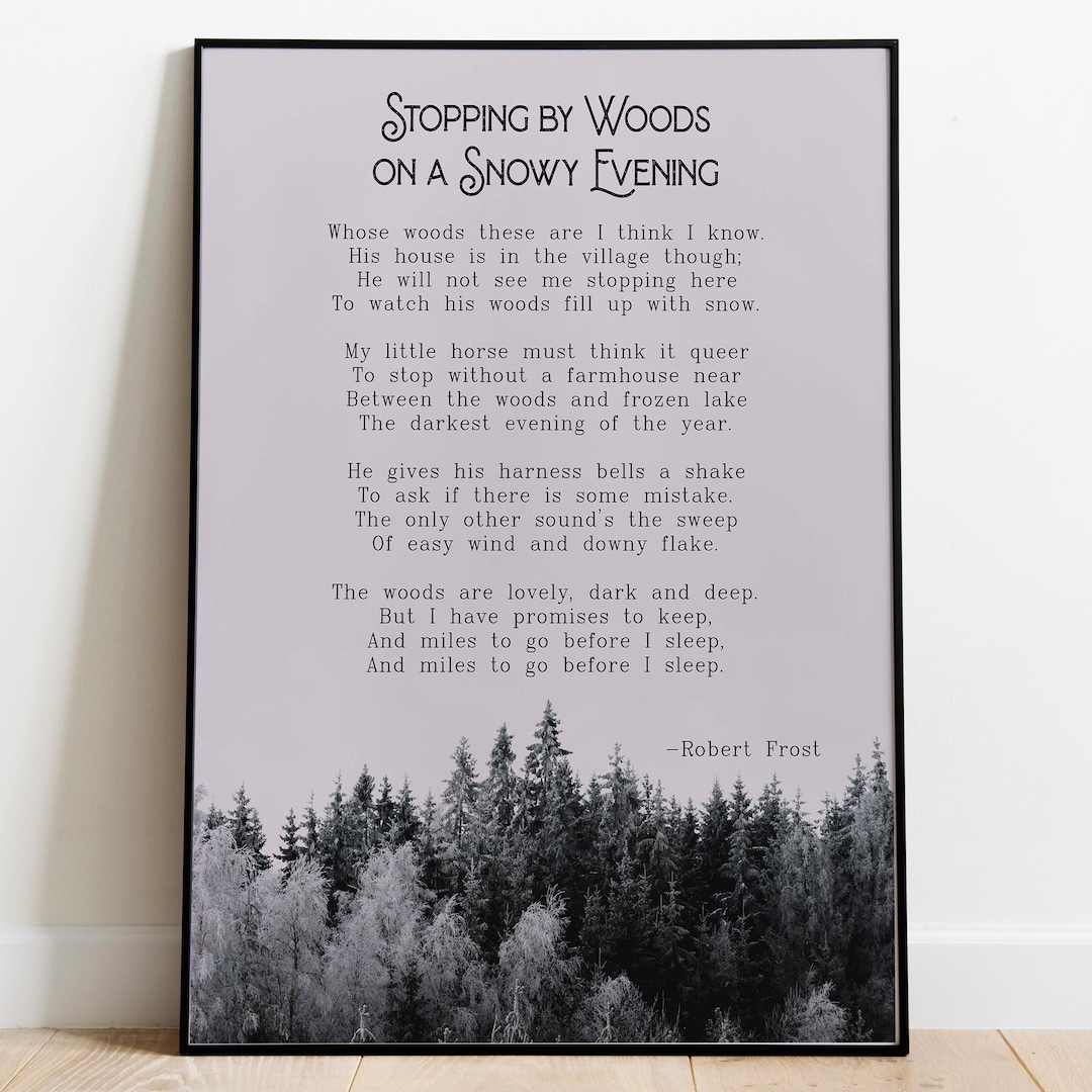 Robert Frost Poem Print: Stopping by Woods on a Snowy Evening - Etsy