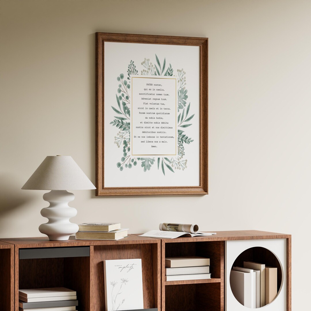 Pater Noster Latin Prayer Art Print: Catholic Home Decor - Etsy