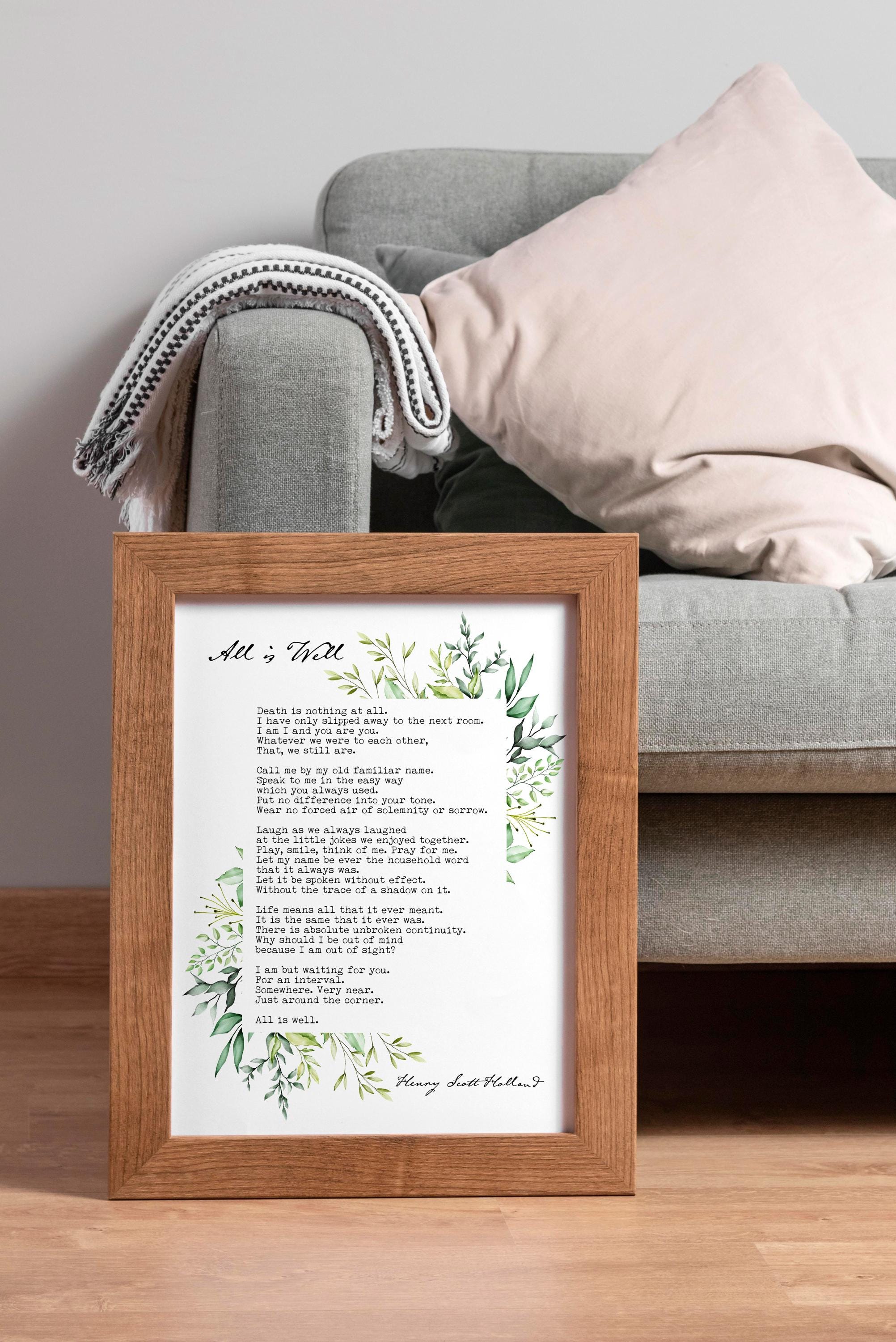 All is Well Poem Print: Bereavement Gift, Funeral Reading - Etsy