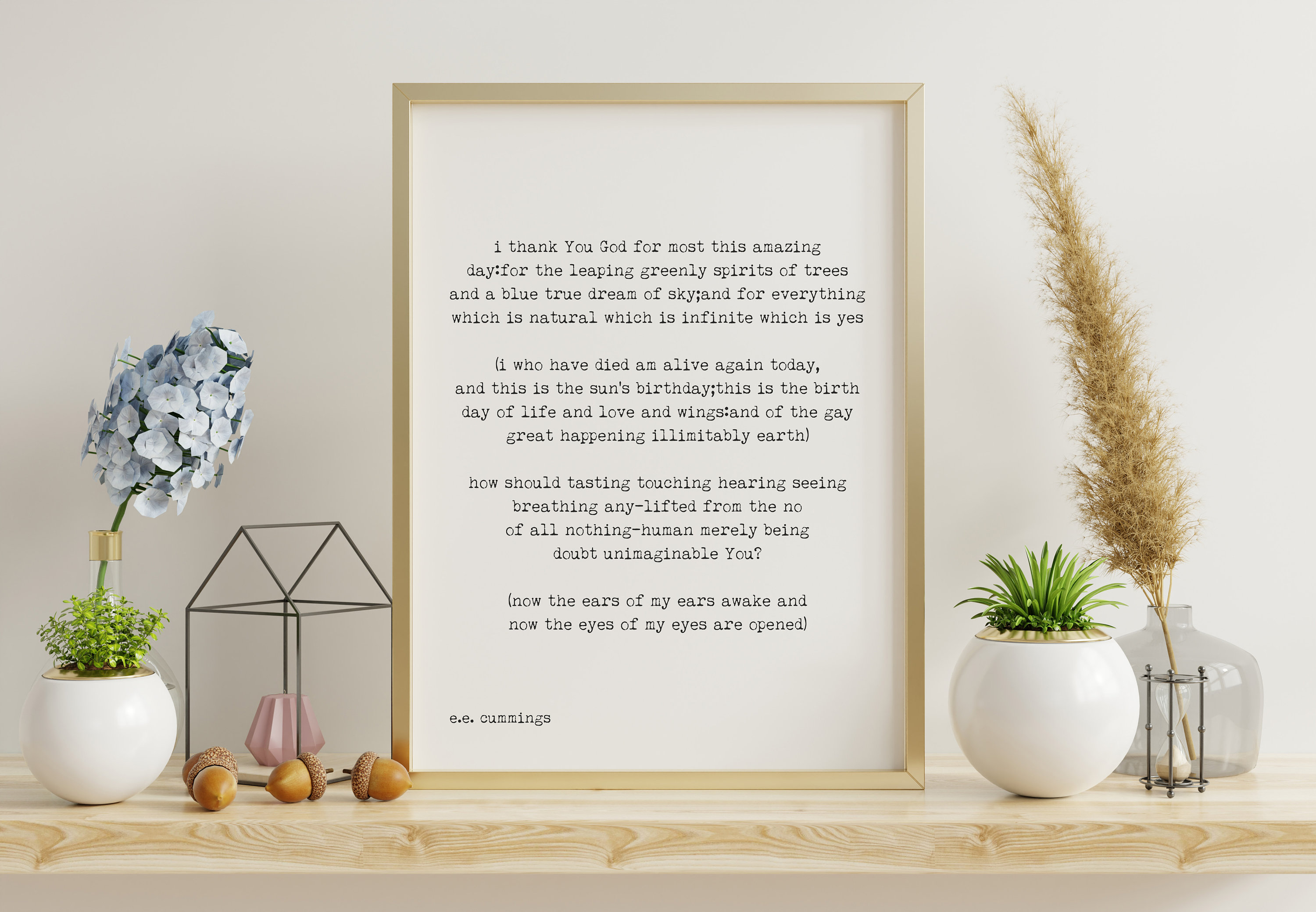E.e. Cummings Poem Print: Minimalist Typewriter Art, Gratitude Gift ...