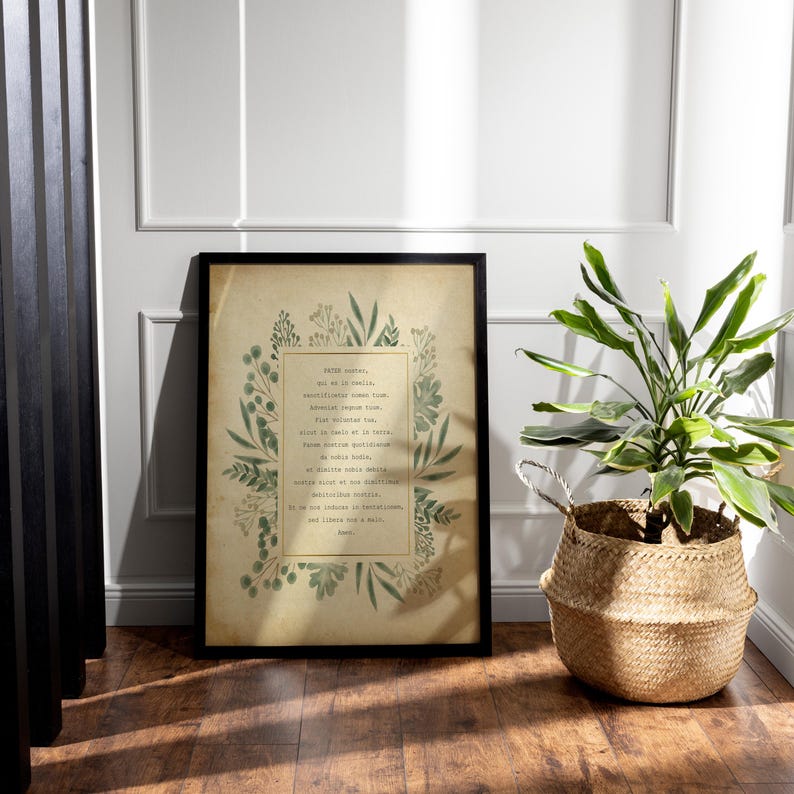 Pater Noster Latin Prayer Art Print: Catholic Home Decor - Etsy