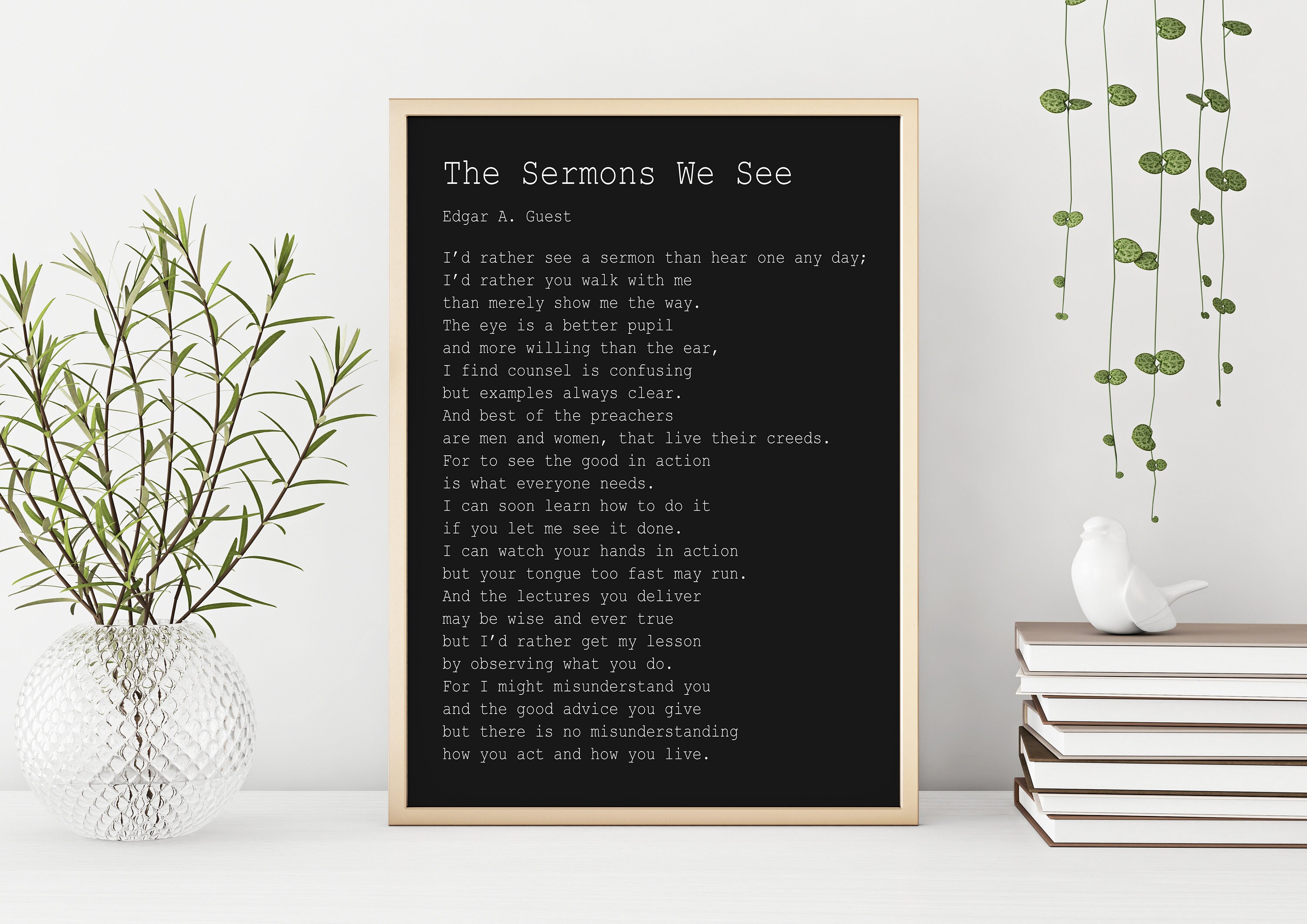 Edgar Guest Poem the Sermons We See Poem Art Print Home Office Etsy