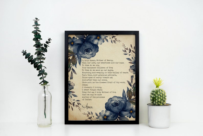 Salve Regina Prayer Print: Catholic Art, English or Latin - Etsy