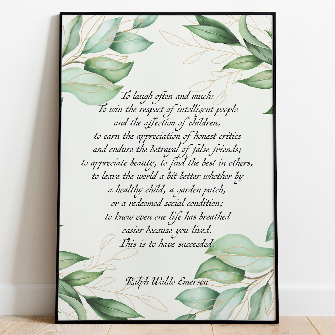 To Laugh Often and Much: Ralph Waldo Emerson Poem Print - Etsy