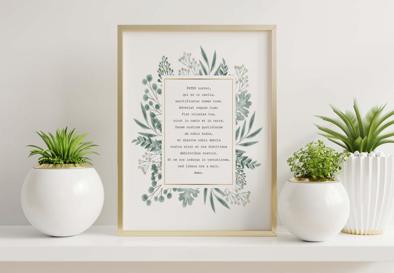 Pater Noster Latin Prayer Art Print: Catholic Home Decor - Etsy