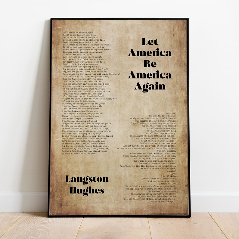 Let America Be America Again Langston Hughes Poem Print - Etsy