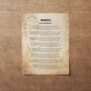 Boots Rudyard Kipling Poem Infantry Columns Print Boots Song Poem