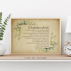 To Laugh Often and Much Ralph Waldo Emerson Success Quote Print Vintage Paper style