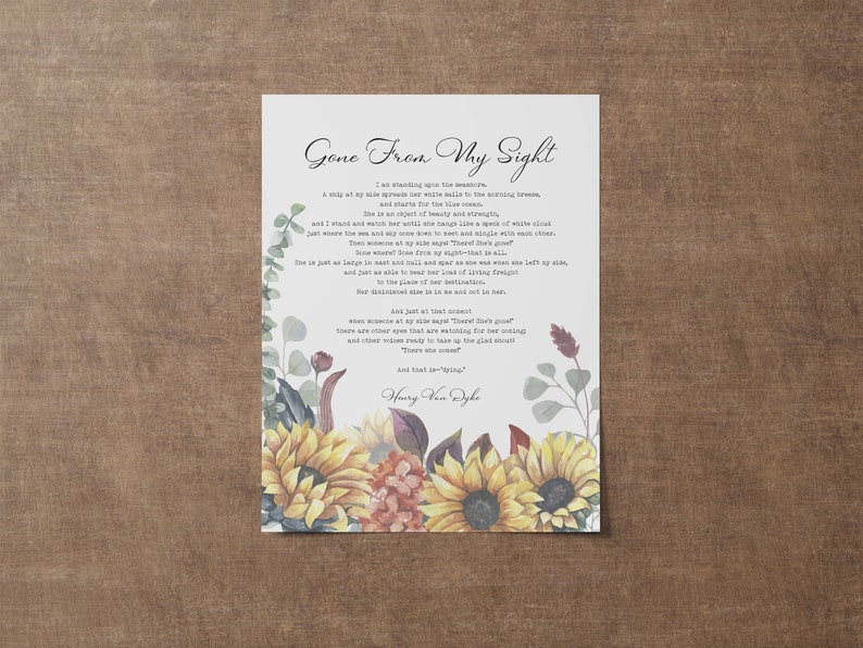 Gone From My Sight Henry Van Dyke Poem Funeral Poetry - Etsy Australia