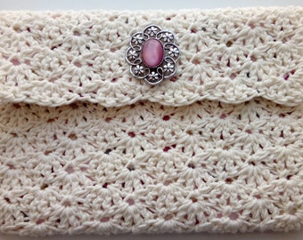 Off-white crochet bridal Clutch, clutch bag for wedding, wedding clutch, evening clutch, crochet clutch, prom clutch, cream clutch