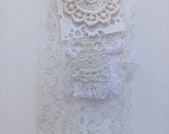 Vintage Lace Snippet Pack: Slow Stitch, Junk Journals, Collage