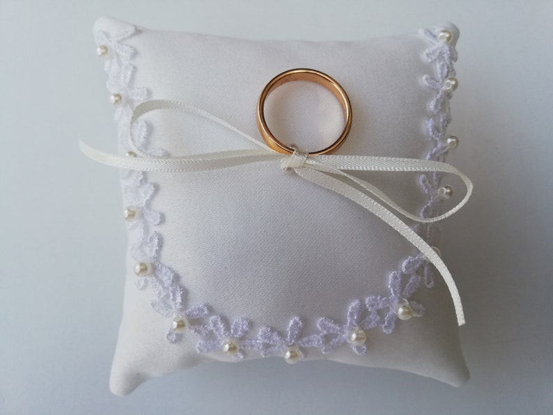 Mini Wedding Ring Pillow, Ring Bearer Pillow, Wedding Pillow, Wedding Ring Pillow, Ivory Ring Cushion, Lace Wedding Ring Pillow image 2