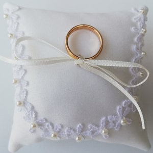 Mini Wedding Ring Pillow, Ring Bearer Pillow, Wedding Pillow, Wedding Ring Pillow, Ivory Ring Cushion, Lace Wedding Ring Pillow image 4