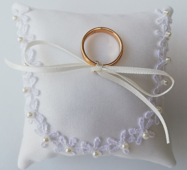 Mini Wedding Ring Pillow, Ring Bearer Pillow, Wedding Pillow, Wedding Ring Pillow, Ivory Ring Cushion, Lace Wedding Ring Pillow image 4