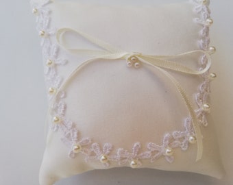 Mini Wedding Ring Pillow, Ring Bearer Pillow, Wedding Pillow, Wedding Ring Pillow, Ivory Ring Cushion, Lace Wedding Ring Pillow