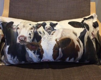 Handmade oblong cow cushion