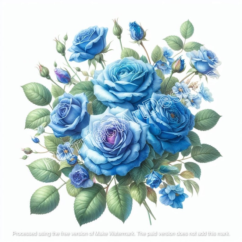 Blue Rose Clip Art: Floral Digital Art Download - Etsy