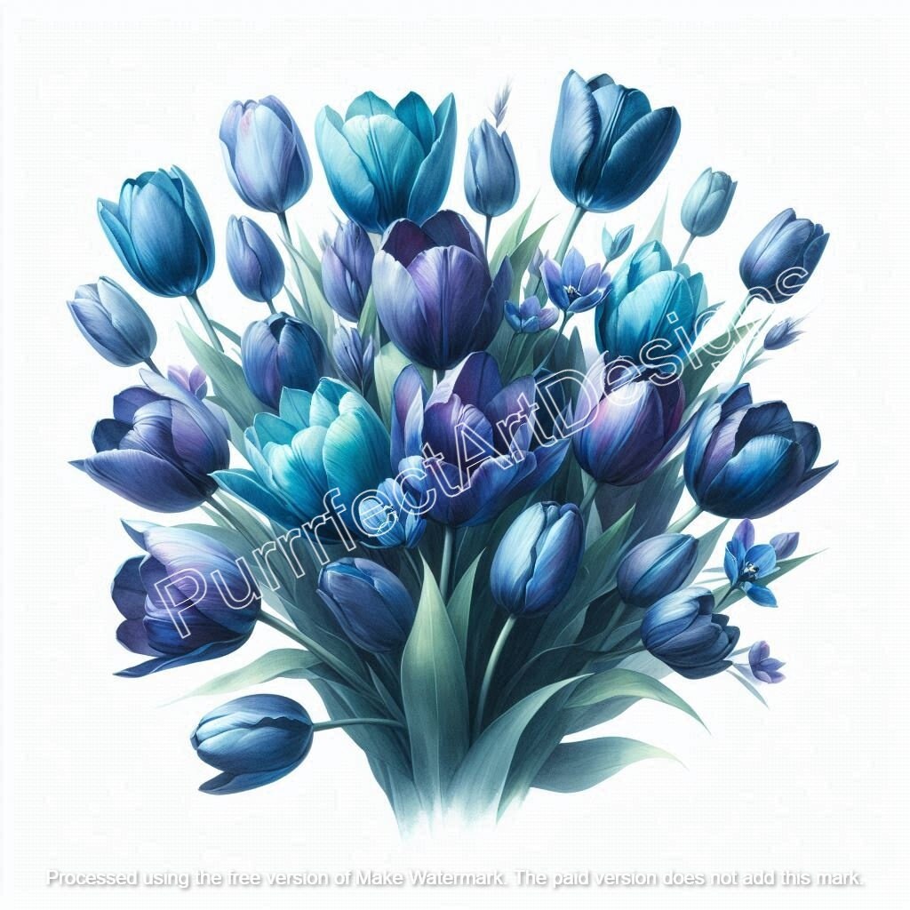 5 Beautiful Blue Tulip Clip Art, Digital Art Download - Etsy