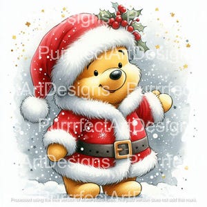10 cliparts de Winnie l'ourson sur le thème de Noël adorables, téléchargement art numérique